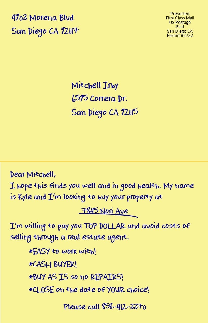 First Cl Postcard 4 25 X 5 Yellowletterhq Standard Handwritten Postcard