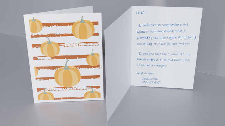 Seasonal Card - Fall - Red Stripe Pumpkin