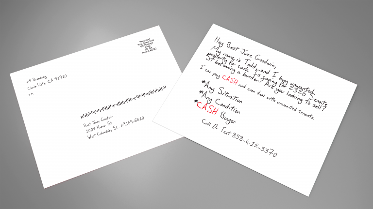 Absentee Handwritten Postcard
