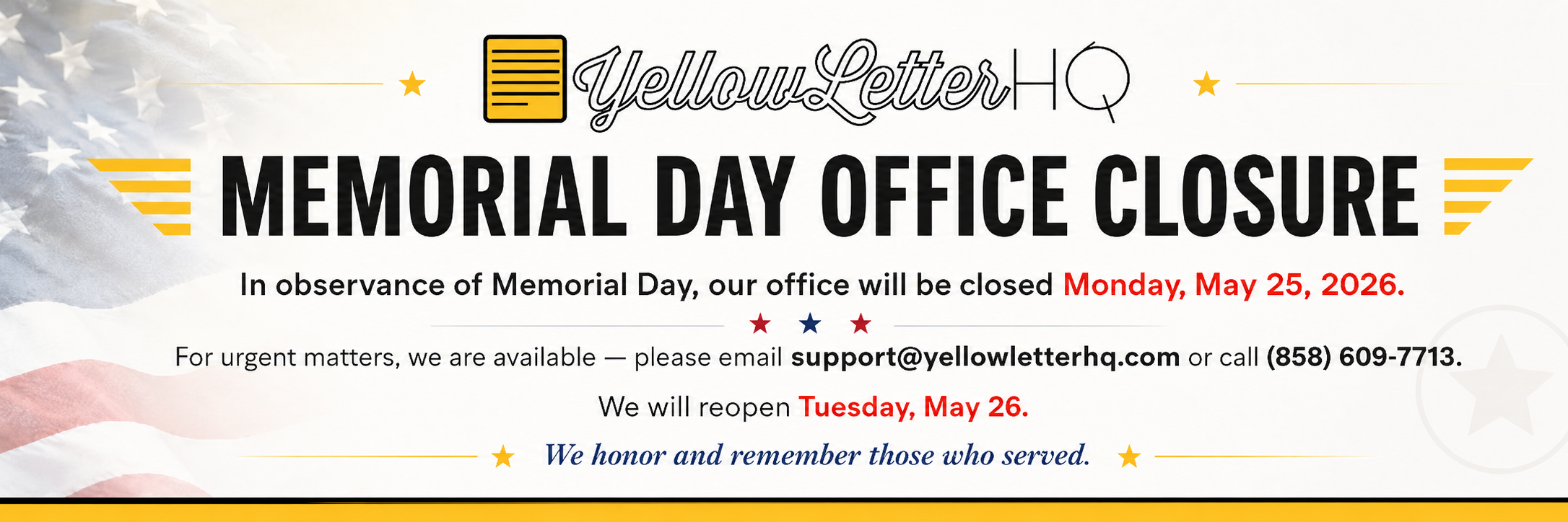 Memorial Day Office Closure